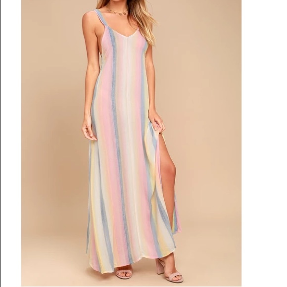 Lulus Dresses & Skirts - ITEM SOLD 📫📦 HIGH LIGHT PINK STRIPED MAXI DRESS